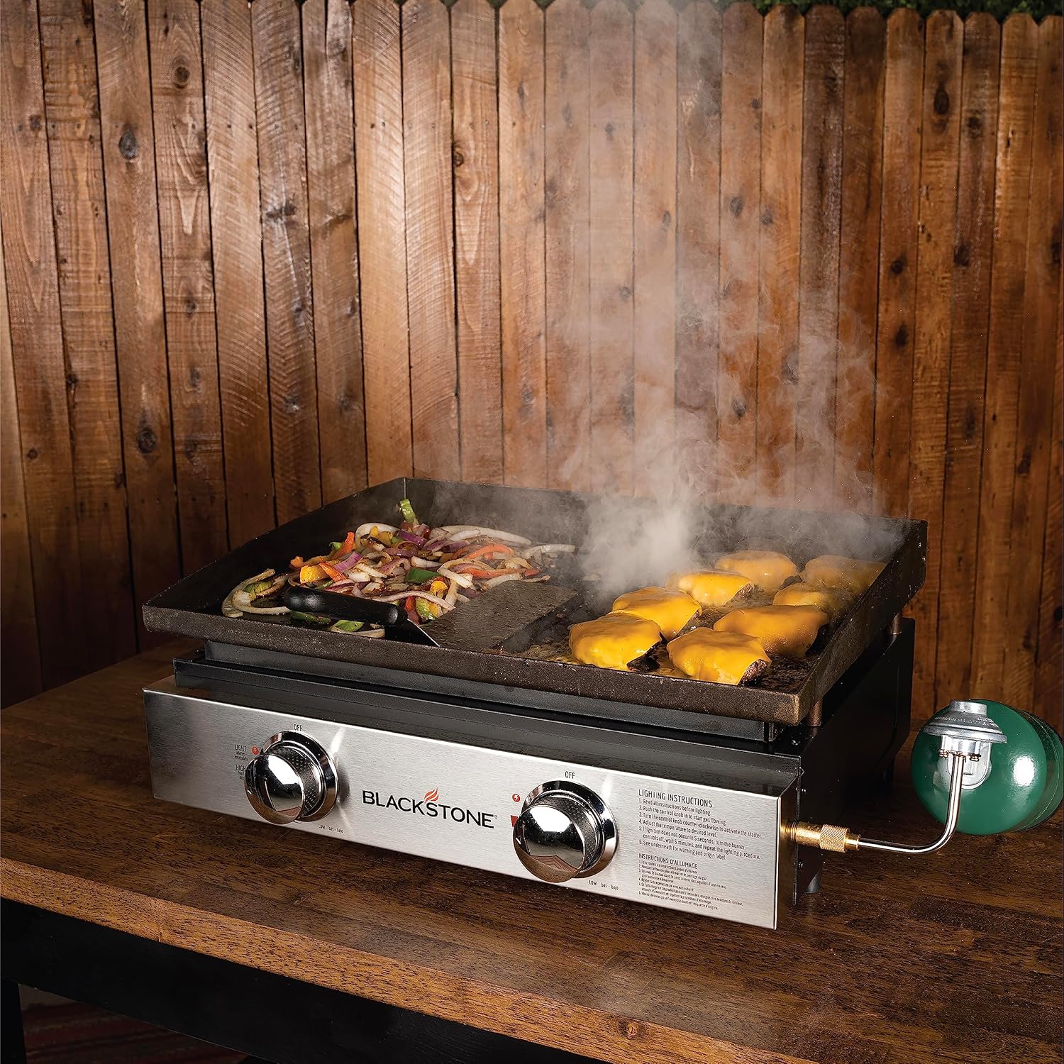 Blackstone 1666 22" Tabletop Griddle with Stainless Steel Faceplate, Powder Coated Steel, Black