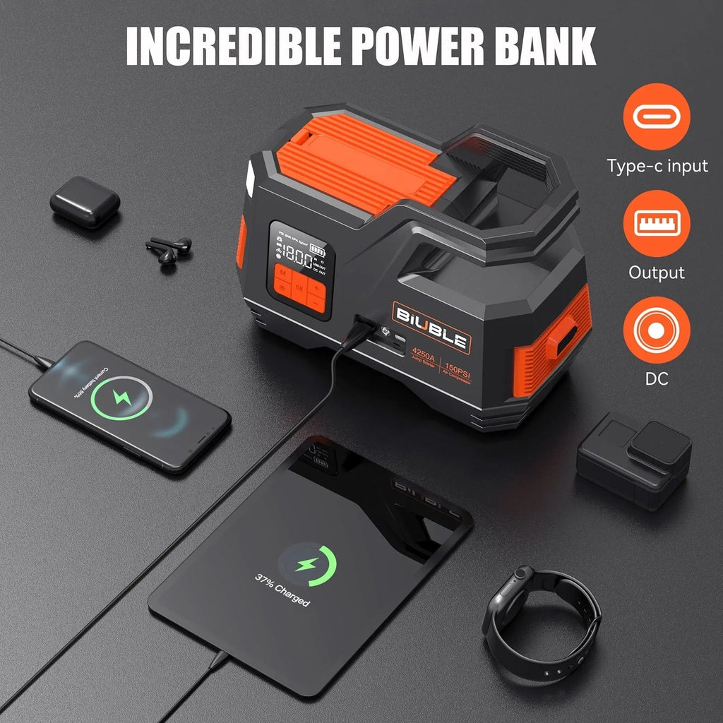 Car Jump Starter with Air Compressor, 4500A Peak 26800mAh 12V Auto with 150PSI Tire Inflator锛 up to All Gas or 10.0L Diesel Engine锛