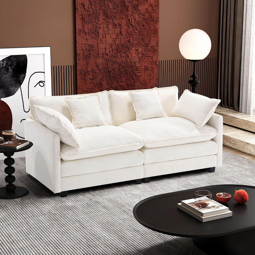 111.4 Inch L-Shaped Modern Sofa Modular Cloud Sofa Ottoman 4-Seater Chenille Deep Seat Sofa